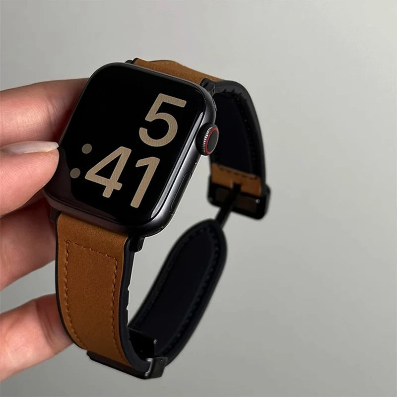 Leather Strap for Apple Watch 10 Ultra 9 Band 46mm 49mm 42mm 44mm 45mm 40/41mm Bracelet men Silicone iWatch Series 9 8 7 SE 6 5