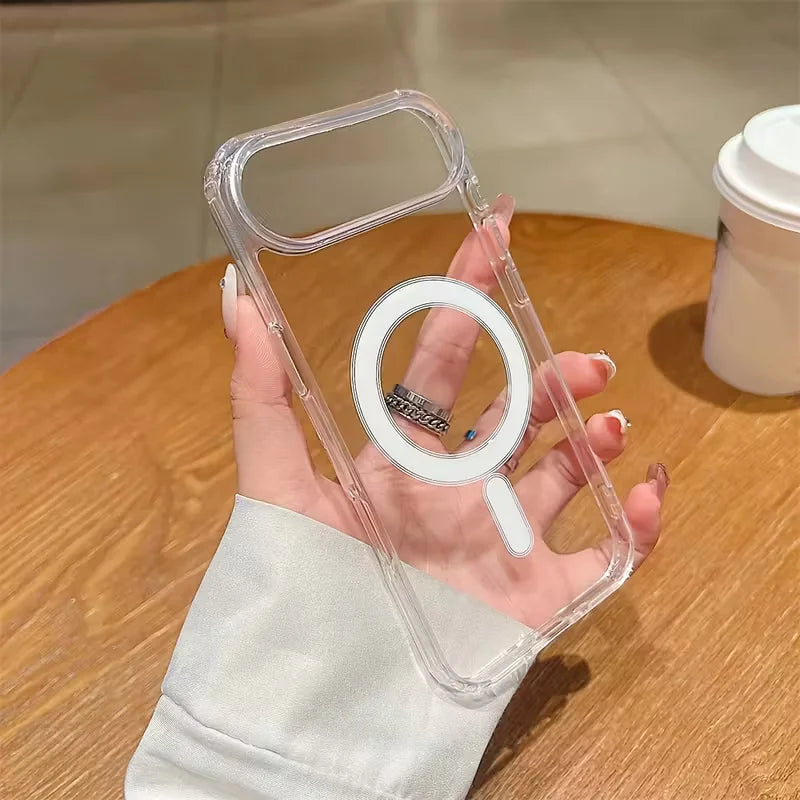 For iPhone 17 ProMax Transparent For Magsafe Magnetic Case for iPhone 17 16 15 14 13 12 11 X XR XS Max Pro Plus Shockproof Cover