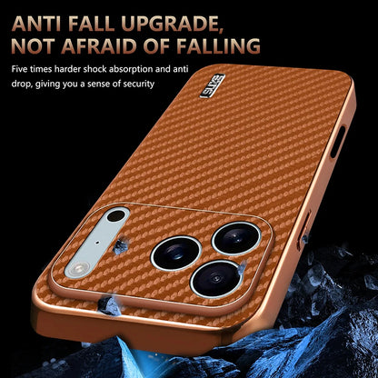 EUCAGR Luxury Carbon Fibre PU Leather Phone Case for iPhone 17 Air 17 Pro Max 16 15 14 13 12 11 Pro Max Bumper Coque Back Cover