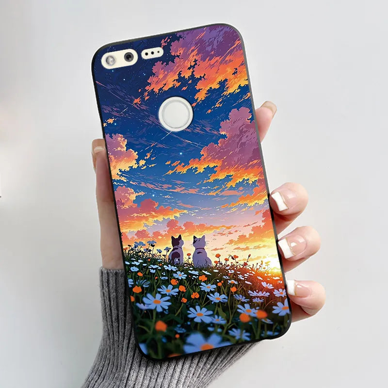 Case For Google Pixel 1 Soft Silicone Black Case For Google Pixel 1XL Elegant Style New Design Pattern Koi Dragon King Casing