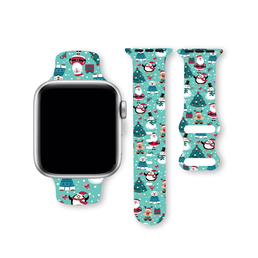 Christmas NEW year band For Apple Watch bands 41/42/44/45/46/49mm Holidays Xmas Santa Strap for iWatch Series Ultra SE 11 10 9 8