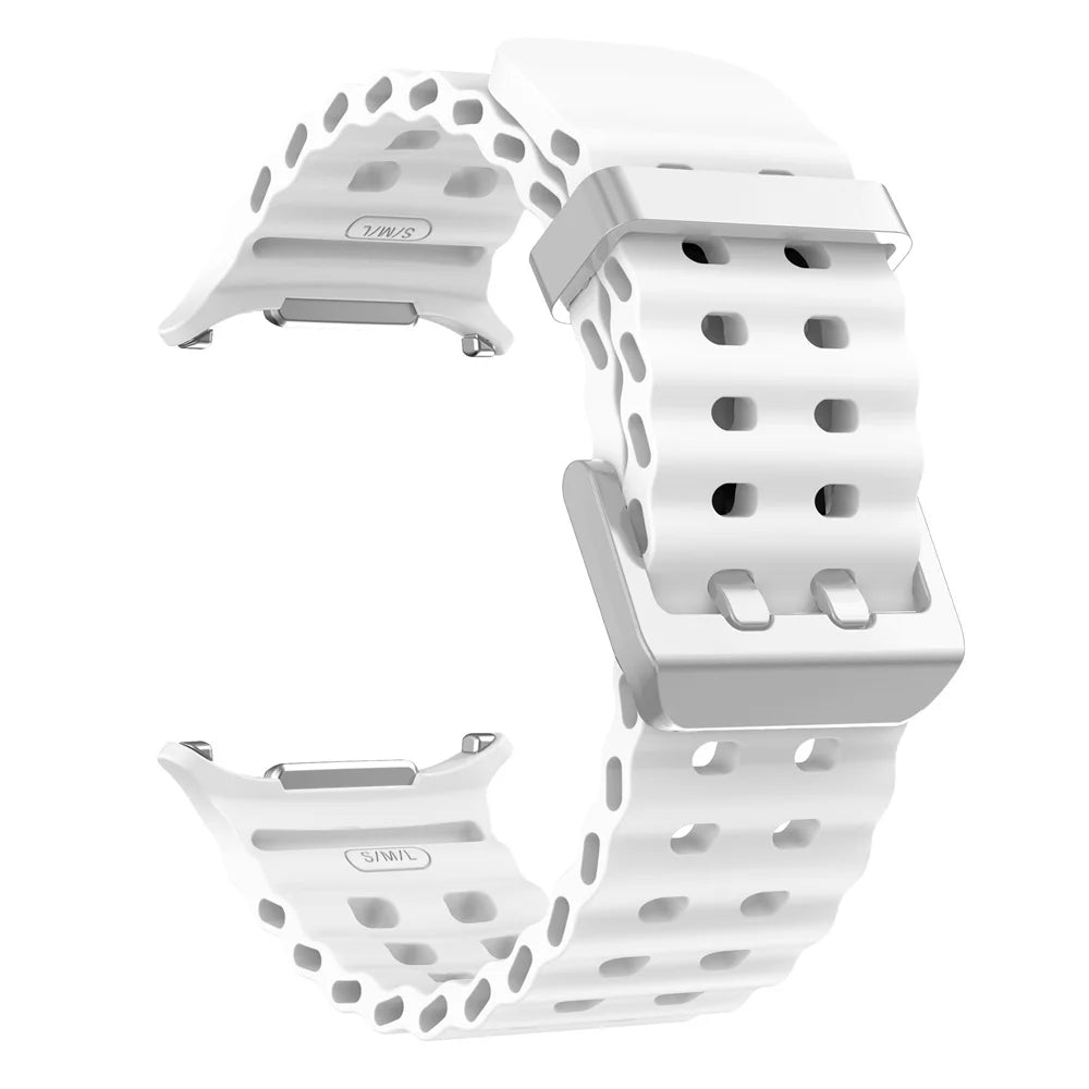 NEW Marine Silicone Strap For Samsung watch ultra 47mm Bracelet No Gaps Sport two-tone Band for Galaxy 7 ultra watchband straps