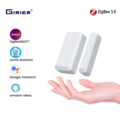 GIRIER Smart Door and Window Sensor ZigBee 3.0 Wireless Contact Detector for Smart Home Security Works with Home Assistant MQTT