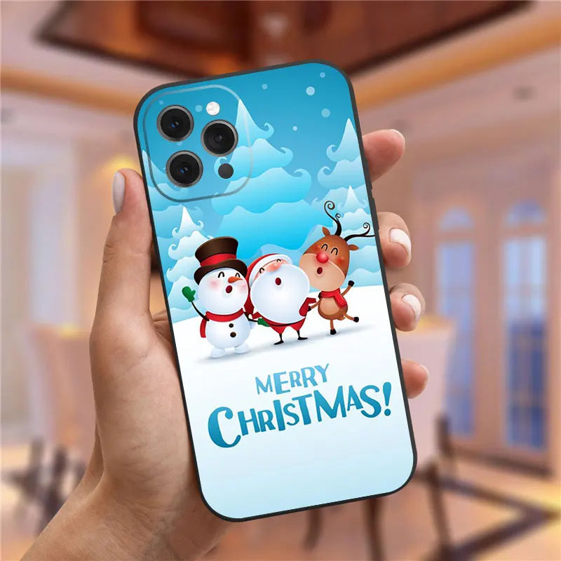 New Year's Christmas Santa Claus Phone Case For iPhone 16 15 13 14 12 11 Pro Max Mini X XS XR 7 8 Plus SE4 16E Shockproof Cover