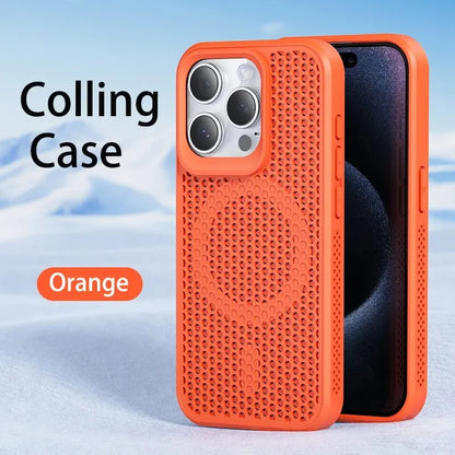 Cooling Heat Dissipation For Magsafe Magnetic Phone Case For iPhone 16 14 15 13 12 11 Pro Max 16 Plus Breathable Grid Hard Cover