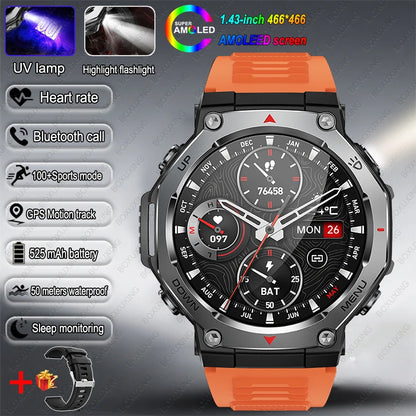 2026 New T-Rex 3 Military Grade Sports Smart Watch GPS Motion Track 5 ATM Waterproof Heart Rate HD Bluetooth Call Smartwatch Men