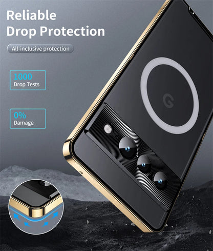 Metal Magnetic Magsafe Case For Google Pixel 7 Pro Aluminium Alloy Camera Lens Glass Film Cover For Pixel 7 pixel7 Pro Case Etui