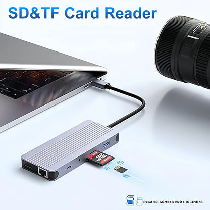 12-in-1 USB C Docking Station M.2 SSD Enclosure USB C HUB TYPE C to HDMI Adapter 4K60Hz 1000Mbps PD100W USB3.0 5Gbps For Macbook