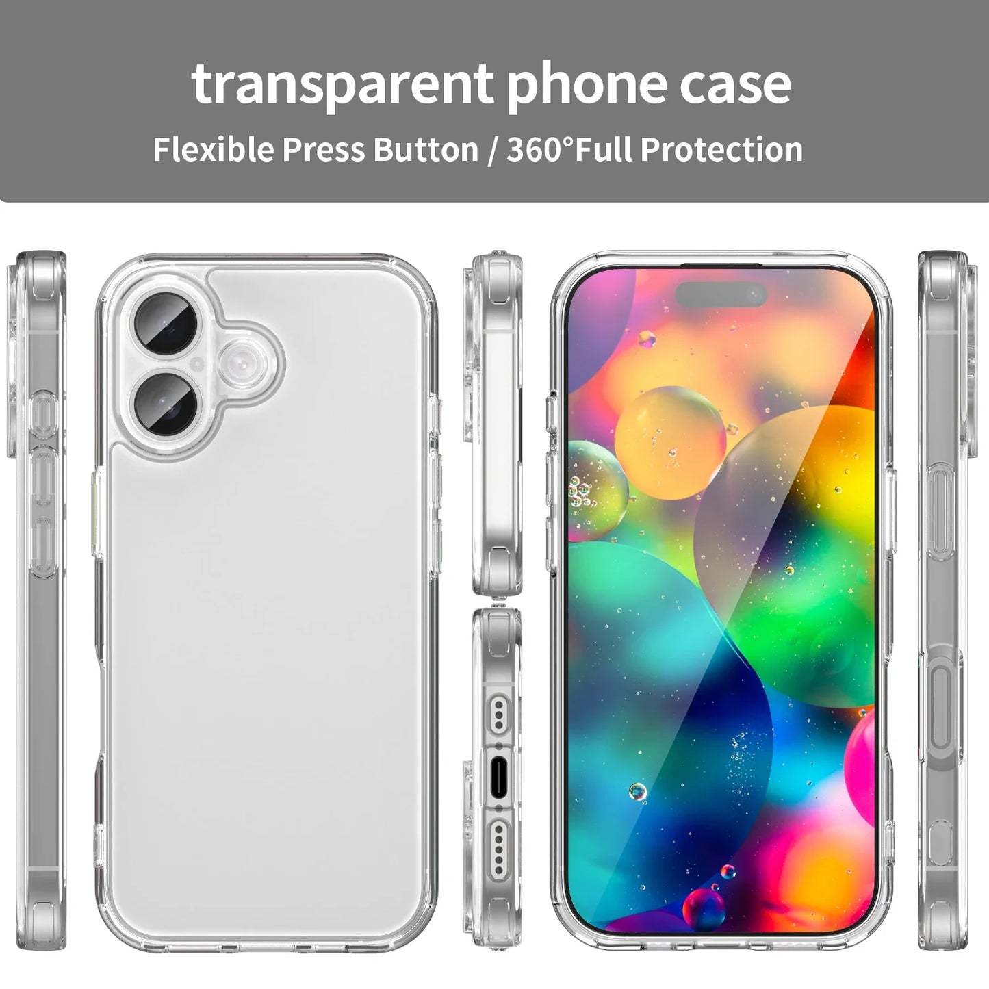 Transparent Protective Case For Iphone 17/17air/17pro/17promax Shockproof Back Cover/Anti-Drop 4 Corners