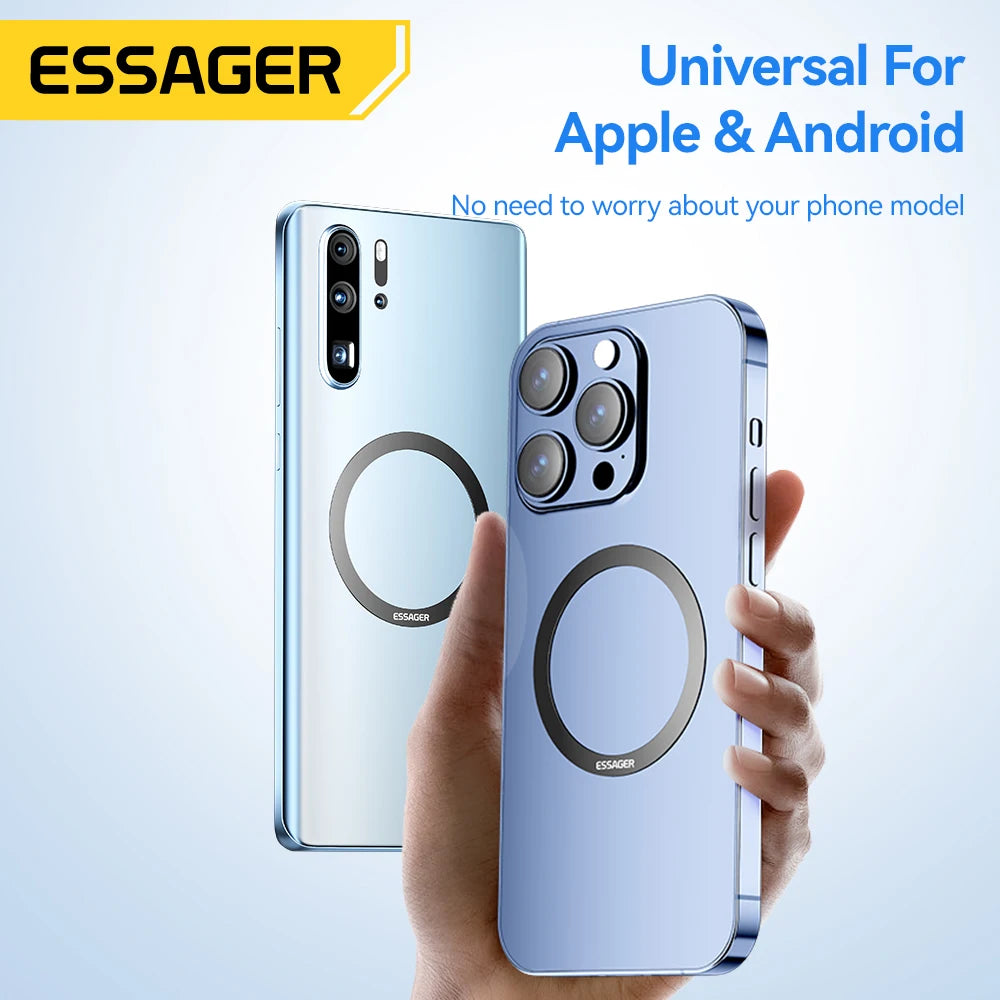 Essager 2PCS Magnetic Metal Ring for Magsafe iPhone 15 14 13 12Pro Android Phones Plate Sticker Rings For Wireless Charger Stand - covers4phones