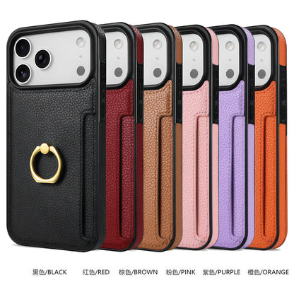 Leather Wallet Card Solt Phone Case for IPhone 11 12 13 14 15 Plus 16 17 Pro Max 17 Air 16E Ring Holder Protective Cover