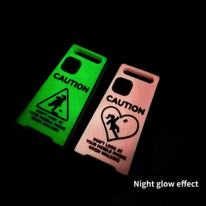 Night Luminous effect Warning Sign Silicone Case For iPhone 11 12 13 14 15 16 Pro Max Plus Female style 3D cartoon iPhone case