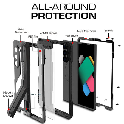 Aluminum Metal Armor Phone Case Z Fold 7 4 Shockproof Rugged Cover Full Protector For Samsung Galaxy Z Fold 6 5 Heavy Duty Shell