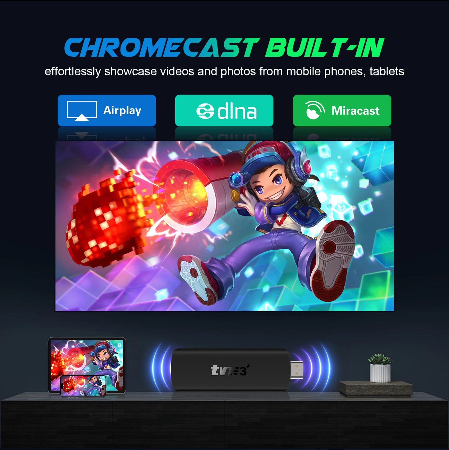 TVR3+ Android 14 TV Stick Full HD 8K 1080P WiFi 6 Google Voice NETFLIX Youtube Bluetooth 5.4 Wireless Video Decode Media Player