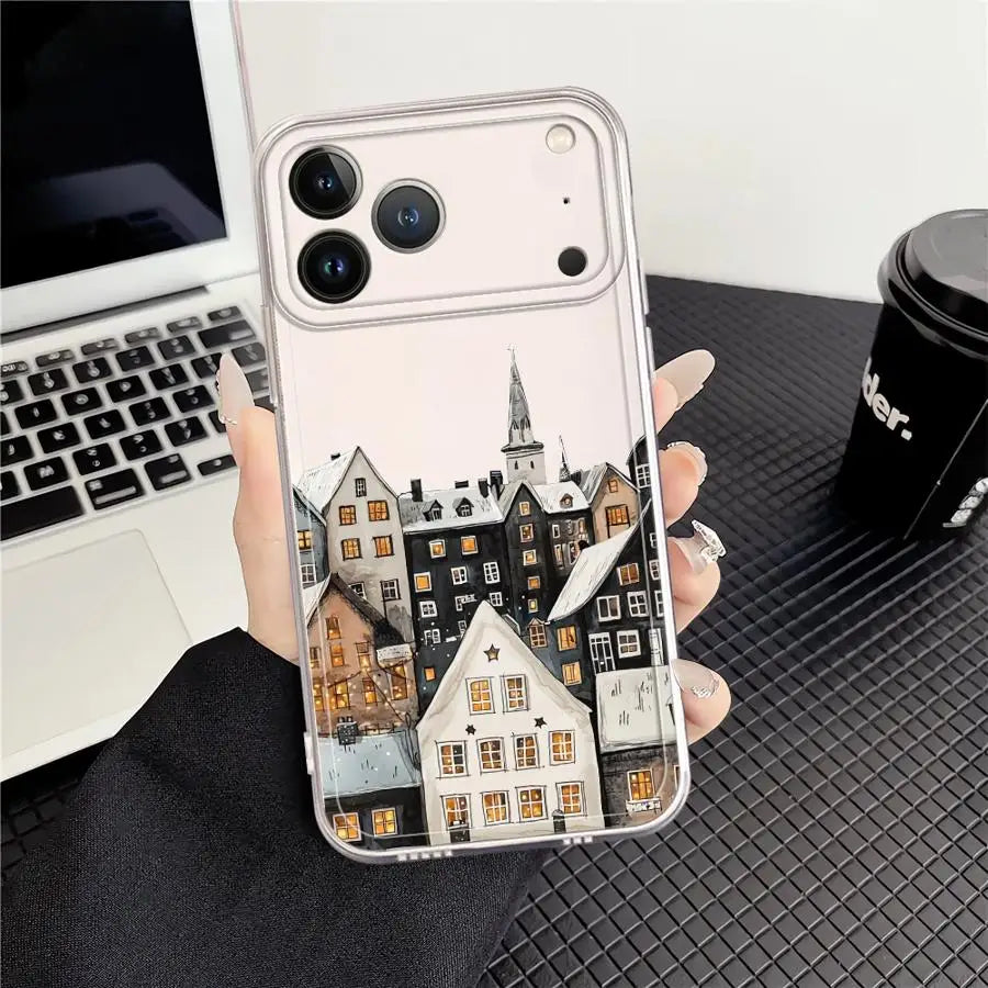 Christmas Santa Claus Clear Cover Phone Case for Apple iPhone 17 Air XS 15 14 16 Plus 13 12 11 Pro Max 7 8 SE XR 16e