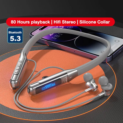 EARDECO 80 Hours Endurance Bluetooth Headphone with Microphone Wireless Headphones Bass Stereo Neckband Earphones Bluetooth 5.3