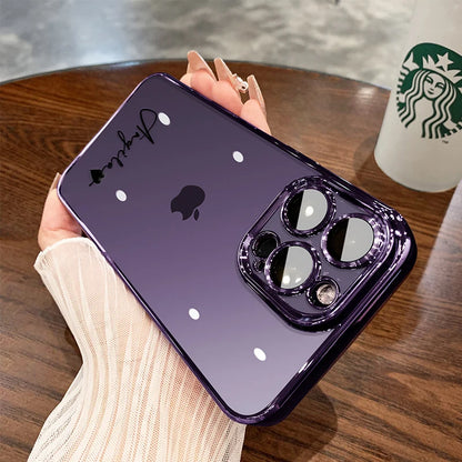 15 16 Pro Max Personalised Customized Name Case For iPhone 16 15 14 13 12 11 Pro Max Plating Transparent Clear Cover 16 Pro Max - covers4phones