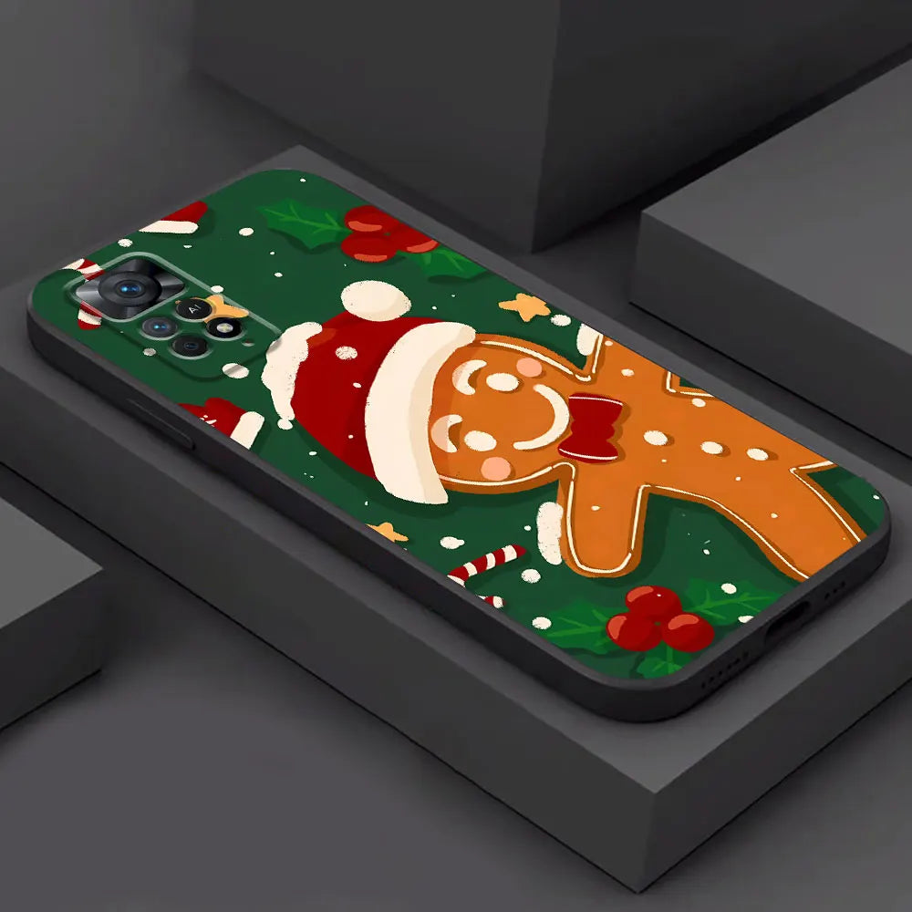 Claus Elk Snowman Christmas Tree Phone Case for Redmi Note 10S 12S 8T 11S 9S 9 8 7 12 10 11 Pro 13 Pro 9T Silicone Bumper Cover