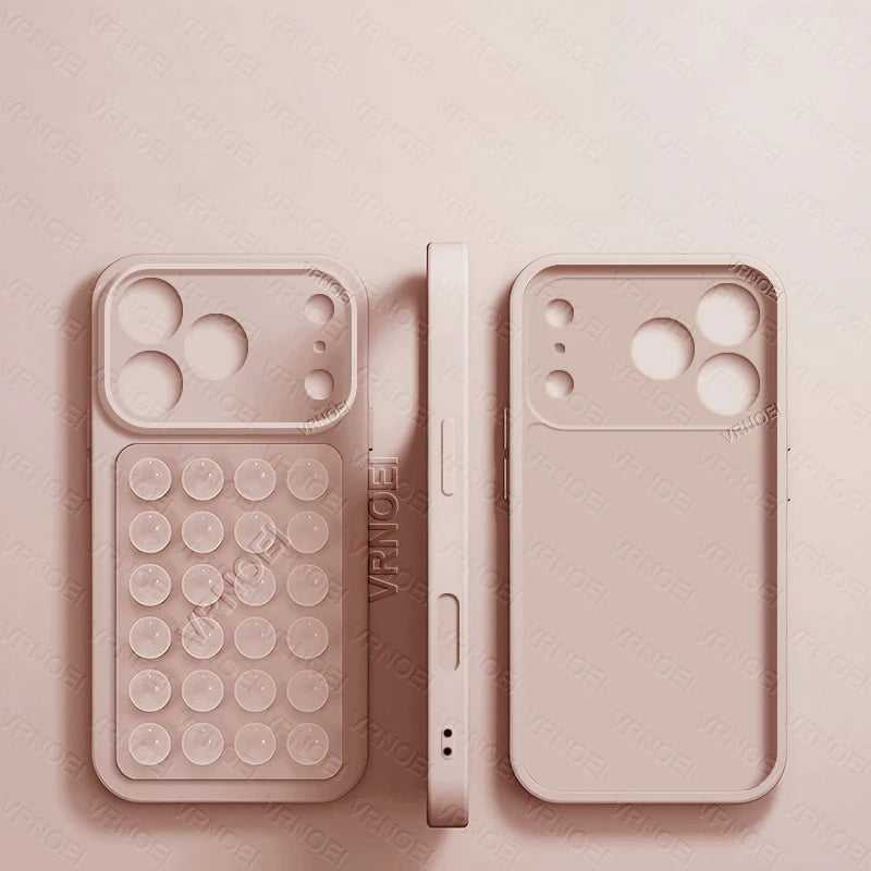 Fashion 2IN1 Suction Cup Bracket Lens Protection Phone Cases For iPhone 17 16 13 11 14 15 12 17 Pro Max Case Phone Accessories