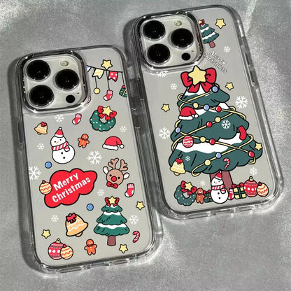 Cute Christmas Santa Claus Tree Elk Phone Case For IPhone 11 12 Pro Max X XS MAX XR 6 6S 7 8 Plus 17 Air 16 15 Casing Soft Cover