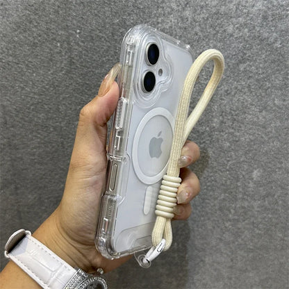 Premium Macaroon Shockproof Case for IPhone 17Air 16 15 14 Plus 13 12 11 Pro Max for Mag-safe Magnetic Transparent Lanyard Cover