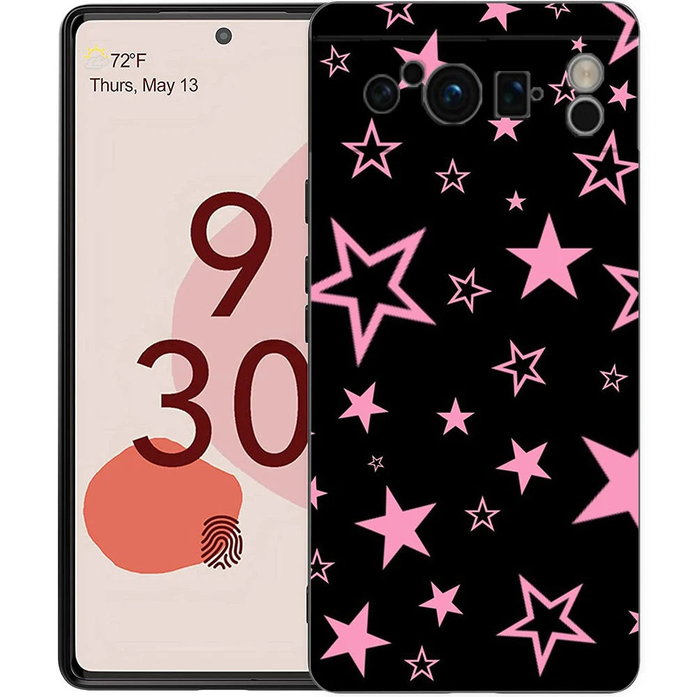 Star Art Phone Case For Google pixel 9 8 7 6 Pro 8A 6A 7A 5G Silicone Shockproof Black Cover Fundas