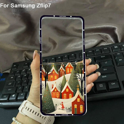 Winter Snow Merry Christmas Tree Phone Case For Samsung Galaxy Z Flip 7 Clear Hard Folding Cover For Samsung Galaxy Z Flip7 Bag
