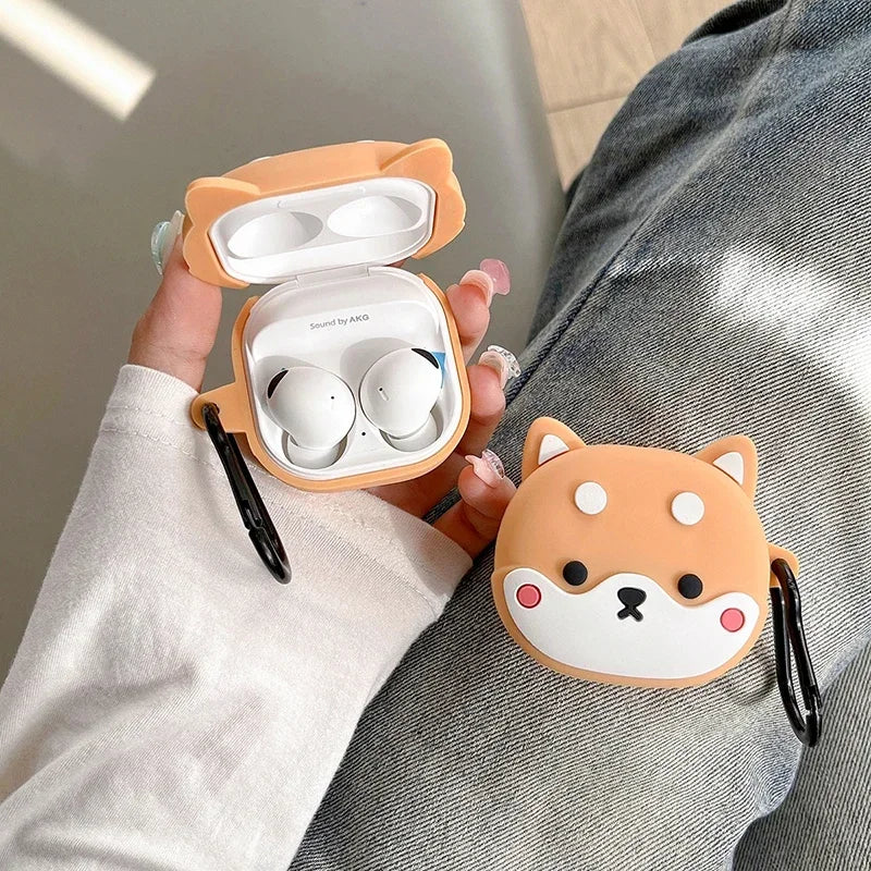Cute Shiba Inu Cool Bulldog Case for Samsung Galaxy Buds Pro Live 2 Buds2 Pro Cover Protective Shell Shield for Galaxy Buds FE - covers4phones