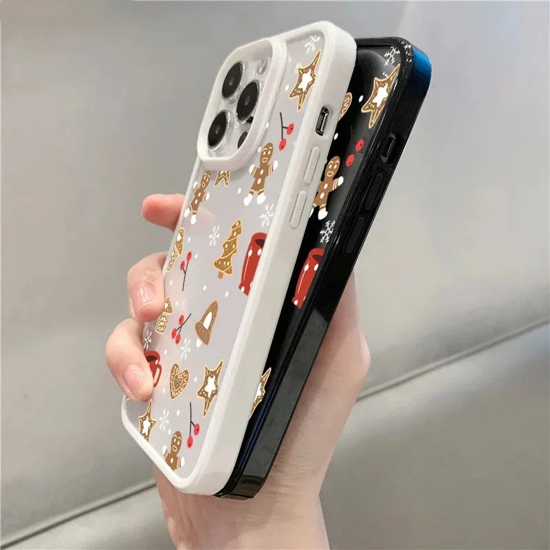 Cute Christmas Theme Clear Phone Case for iPhone 11 12 13 14 15 16 Pro MAX X XR XS Max 8 7 Plus SE 2020 Shockproof Cover