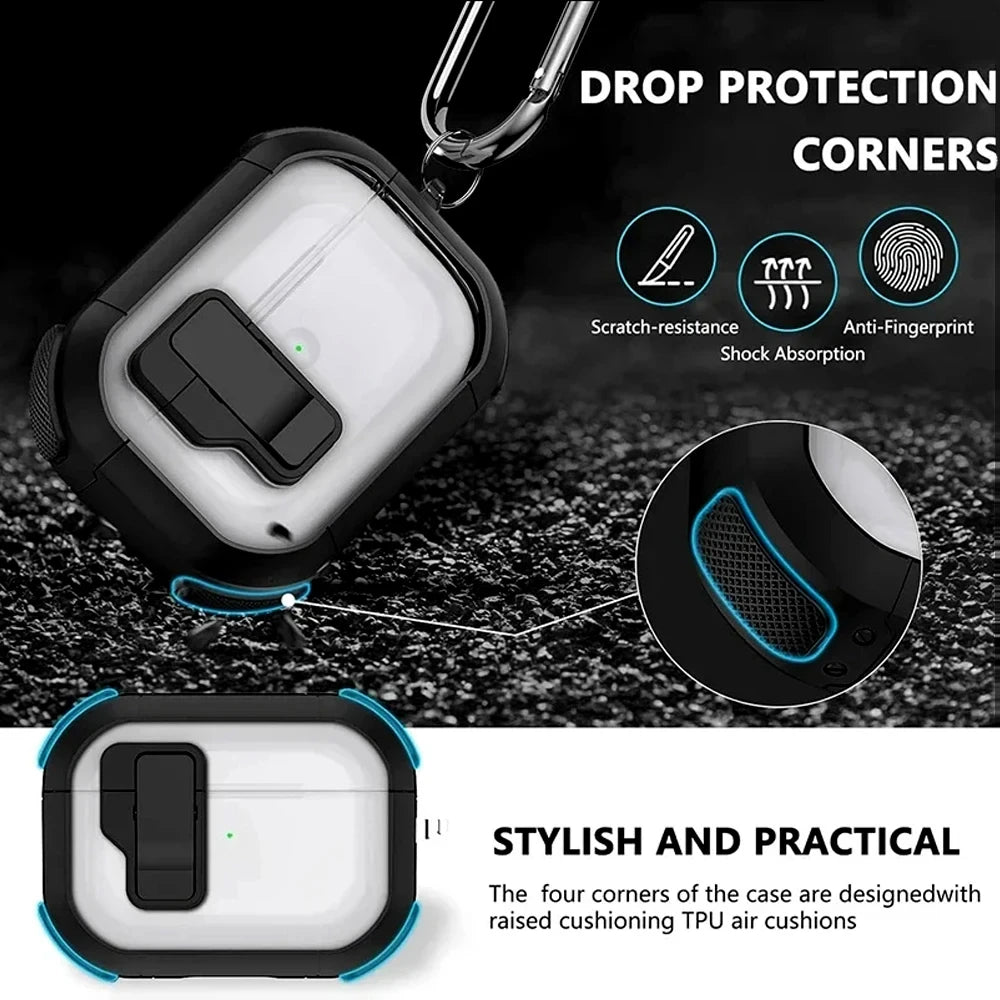 Security Lock Case For AirPods Pro 2 3 Cover For AirPods 3 2 1 Pro Pro2 Generation Cases Headphone Coque For AirPods Pro2 2nd