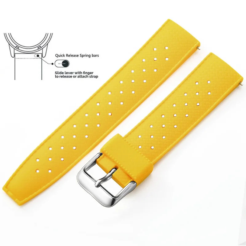 Tropical Silicone Watch Band Quick Release Watch Band 18mm 20mm 22mm Rubber Tropic Smart Watch Strap for Oris Seiko Citizen