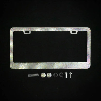 NEW Bling Crystal Car License Plate Frame Women Rhinestone License Plate Frame Cover Holder Car Accessories with Screw 31*16cm