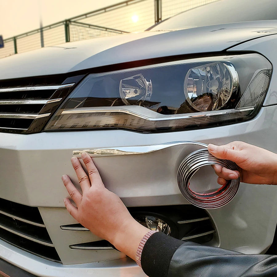 6/8/10/15/20/30MM Universal Silver Self Adhesive Side Door Chrome Strip Moulding Decoration Bumper Protector Tape Car Sticker