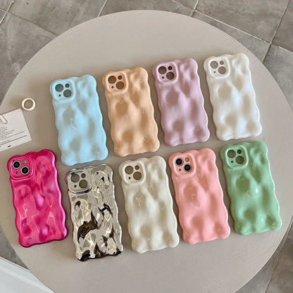 Qianliyao 3D Bubble Wave Pattern Phone Case For iPhone 16 15 14 13 12 11 Pro Max 14promax 14pro Soft Shockproof Back Cover
