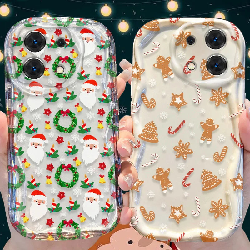 Santa Claus Christmas Pattern 3D Wave Case For iPhone 16 15 14 13 12 11 Pro Max Mini X XR XSMAX 8 7 6S Plus Soft Silicone Cover