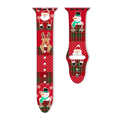 Christmas Series Print Silicone Strap for Apple Watch 10 9 8 Band Replaceable Bracelet for iWatch 46mm 44mm 42mm 41mm Watchbband