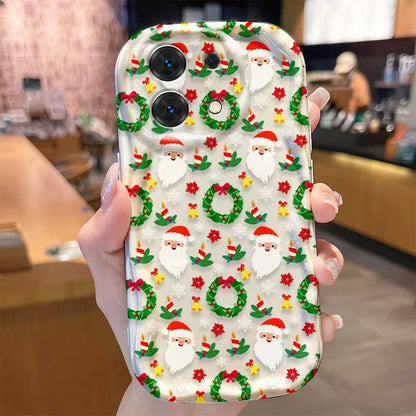 Santa Claus Christmas Pattern 3D Wave Case For iPhone 16 15 14 13 12 11 Pro Max Mini X XR XSMAX 8 7 6S Plus Soft Silicone Cover