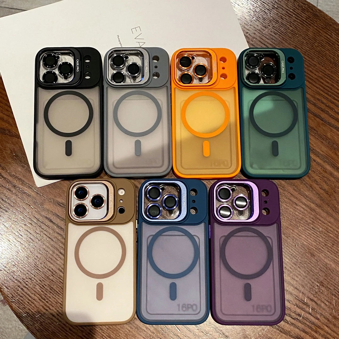 Matte Translucent lens holder film Magnetic Case For IPhone 17 Air 16 14 13 15 12 11 Pro Max Plus Magsafe Armor Shockproof Cover