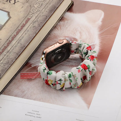 Scrunchie Compatible For Apple Watch Band 49mm 40mm 41mm 38/42mm 44mm 45mm Cute Printed Elastic For iWatch Series 9 8 7 6 5 3 SE