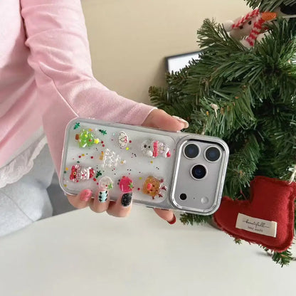 3D Cortex Christmas Elk Snowman Santa Claus Cartoon Cute With Bracelet Phone Case For iPhone 16 15 14 13 12 11 Pro Max Cover