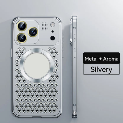 Aroma Metal Phone Case For iPhone 17 16 15 14 13 12 Pro Max Aluminum Alloy Heat Dissipation Anti-fall Lens Protect Magnetic Case