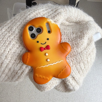 3D Cute Christmas Gingerbread Man Suitable for iPhone Phone Case 17 17 Pro Max 12 13 15 16 Pro Max Soft Silicone Back Cover
