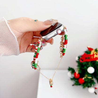 Christmas Element Beaded Strap for Apple Watch Band 42mm 46mm 45mm 41/44 49mm Women Bracelet IWatch 11 10 9 8 7 6 5 4 SE3 Gifts