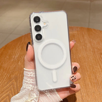 Fashion Clear Magnetic Magsafe Wireless Charge Case for Samsung Galaxy S25 S24 S23 S22 S21 S20 Plus FE Ultra Anti-drop Cases