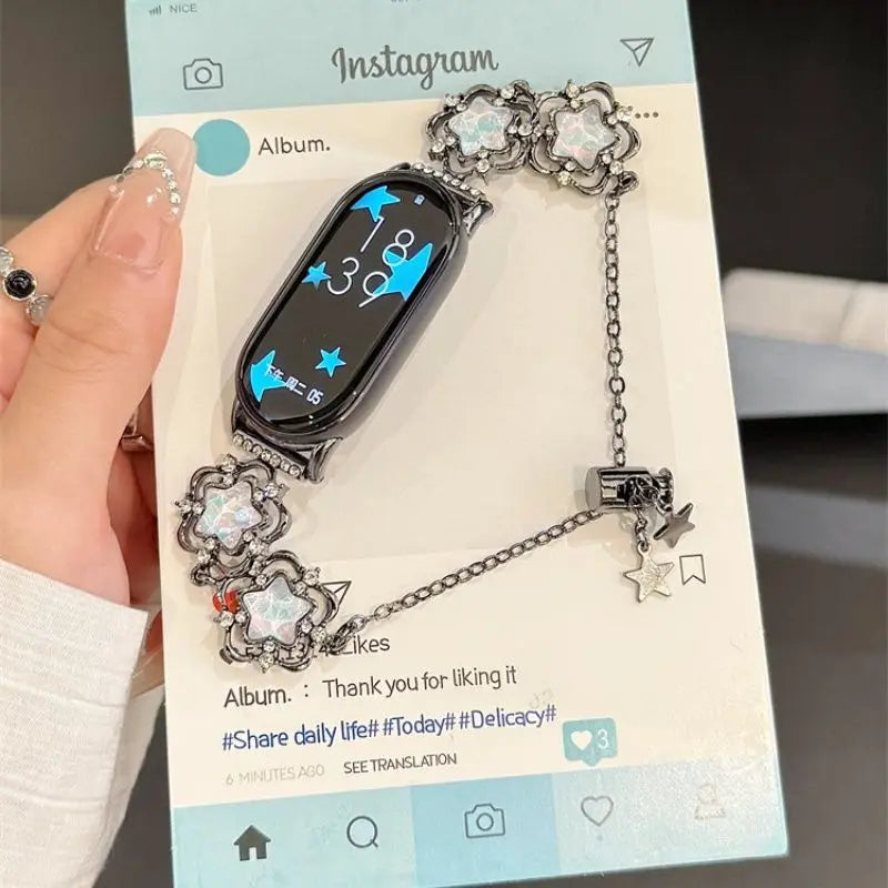 Wire frame flowing star strap suitable for Xiaomi Band 8Pro/9Pro，For Mi band 3/4/5/6/7，8/8NFC/9/9NFC/10/10NFC，For Redmi Watch5/4