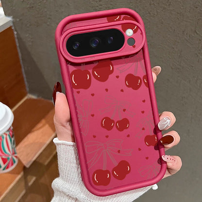 Cute Large Cherry Soft Phone Protector Case For Google Pixel 10 8 Pro 9A 8A 7A 9 10 Pro XL Shockproof Cover For Pixel 9 8 7 Pro