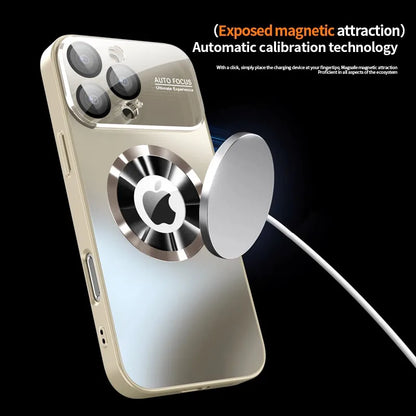 New Titanium Metallic Luxury Matte Case For iPhone 16 15 14 13 12 11 Pro Max Plus For Magsafe Glass Lens Camera Protection Cover