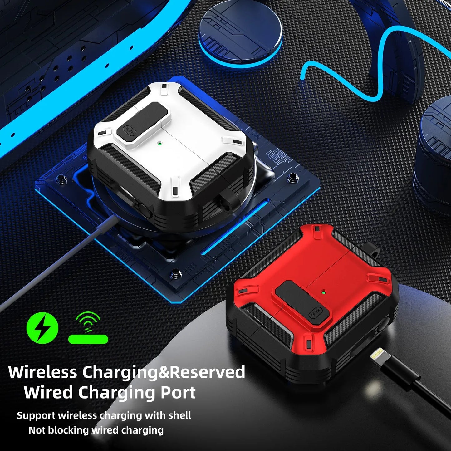 for Samsung Galaxy Buds 3 Pro /Galaxy Buds 3 Carbon Fibre Case with Cleaning kit Security Lock Case for Samsung Galaxy Buds 3Pro