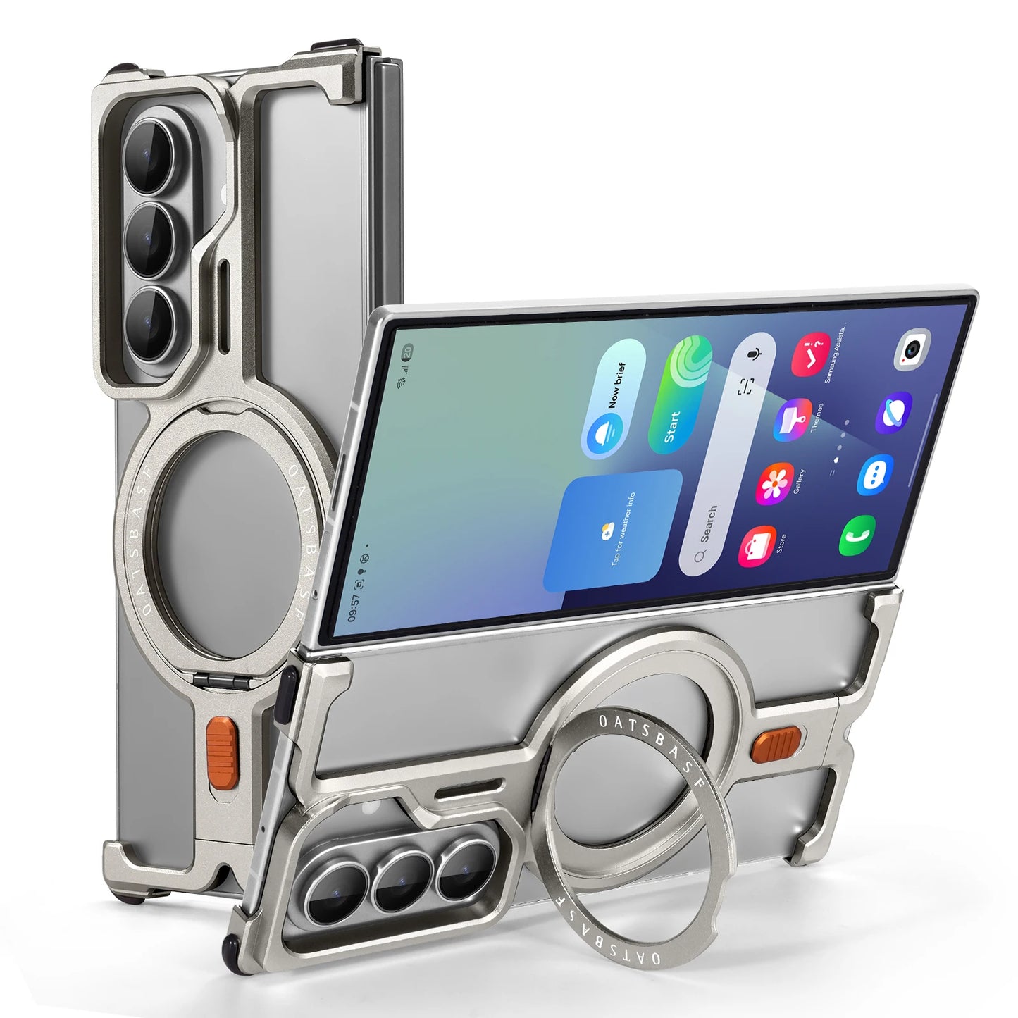 Eary Frameless Case for Samsung Galaxy Z Fold 7 Magsafe with 360°Rotation Stand Magnetic  Wireless Charging Aluminum Phone Cover