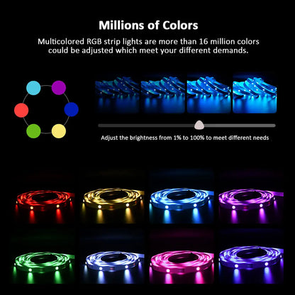 RGB USB LED Strip, APP with 44 Key Remote Control, Suitable for Bedroom, Living Room, Kitchen, Esports Decoration Night Light